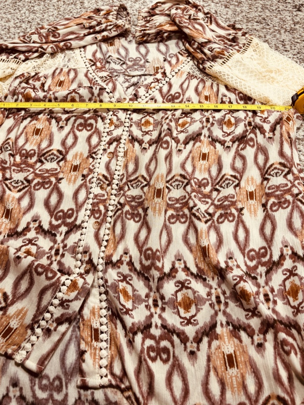 Gimmicks BKE Cream Brown Crochet Lace Boho Lightweight Western Rodeo Festival - Picture 7 of 16